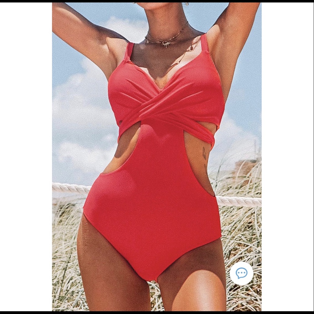 Cupshe Red Cutout One Piece Swimsuit 🌸Size L 🌸 - Picture 1 of 7